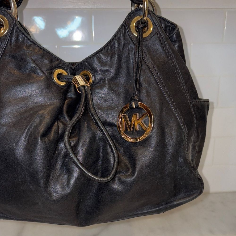 Michael Kors Bag Purse Handbag Leather Ludlow Drawstring Hobo Shoulder Bag - Picture 3 of 16